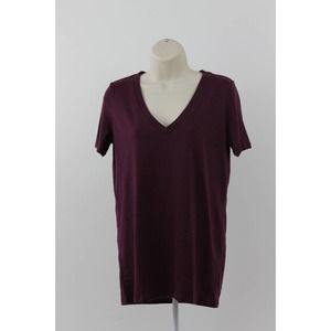 Victorias Secret PINK Perfect V-Neck T-Shirt Top Burgundy New| XS
